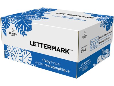 Domtar Lettermark 8.5 x 11 Copy Paper, 20 lbs., 92 Brightness, 1250 Sheets/Carton (3968)