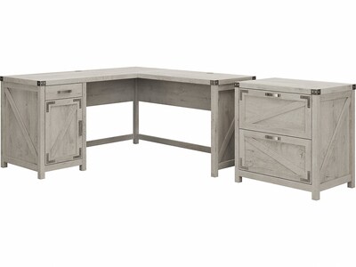 kathy ireland® Home by Bush Furniture Cottage Grove 60 L-Shaped Desk with Lateral File Cabinet, Cot
