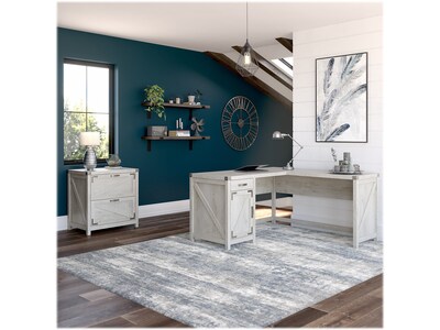 kathy ireland® Home by Bush Furniture Cottage Grove 60 L-Shaped Desk with Lateral File Cabinet, Cot