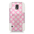 Insten Polka Dots Hard Hybrid Plastic Silicone Case with stand For Samsung Galaxy S5 - Pink/White
