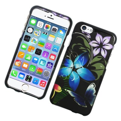 Insten Butterfly Hard Rubberized Cover Case for iPhone 6 / 6s - Blue/Purple