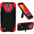 Insten Hard Dual Layer Plastic Silicone Cover Case w/stand For LG Volt 2 - Black/Red