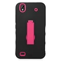 Insten Symbiosis Gel Dual Layer Rubber Hard Stand Case For ZTE Quartz - Black/Hot Pink