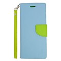 Insten Leather Wallet Case with Lanyard & Card Slot For Samsung Galaxy Note 5 - Light Blue/Green