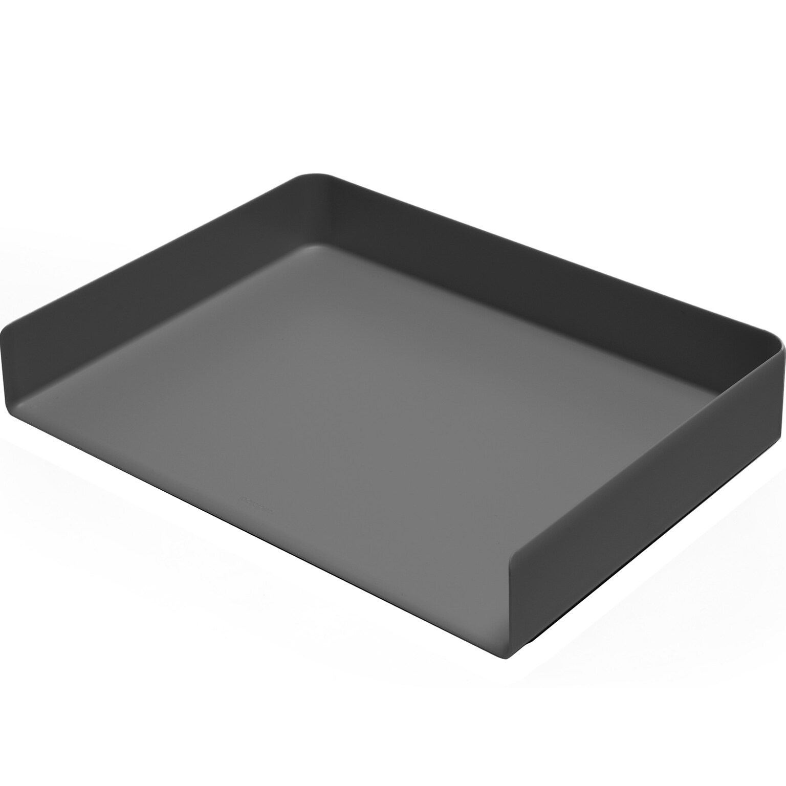 Poppin Landscape Stackable Front Loading Letter Tray, Letter Size, Dark Gray (107720)