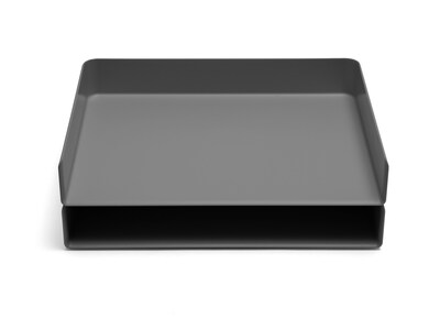 Poppin Landscape Stackable Front Loading Letter Tray, Letter Size, Dark Gray (107720)