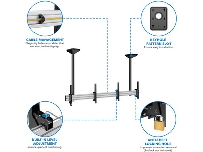 Mount-It! Tilt Ceiling Dual TV Mount for 2 LCD Displays: Screen Size: 45" to 55", 110 lbs. Max. (MI-512B)