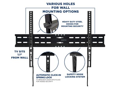 Mount-It! Fixed Wall TV Mount for LCD TV, Screen Size: up to 70", 77 lbs. Max. (MI-3050XL)