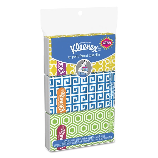 Kleenex® On The Go Packs Facial Tissue, 3-Ply, White, 30 Sheets/Pack, 36 Packs/Carton (KCC 11976)
