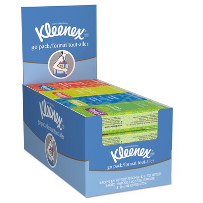 Kleenex® On The Go Packs Facial Tissue, 3-Ply, White, 10 Sheets/Pack, 16 Packs/Box, 12 Boxes/Carton (KCC 11975)
