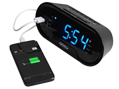 Jensen JCR-298 Bluetooth Digital AM/FM Dual Alarm Clock Radio, Black