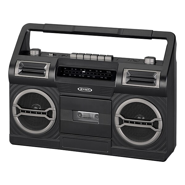 Jensen MCR-500 Portable AM/FM Radio Cassette Recorder/Player, Black