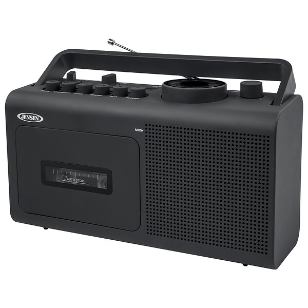 Jensen MCR-250 Portable AM/FM Radio Cassette Recorder/Player, Black