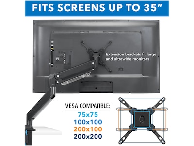 Mount-It! Adjustable Dual-Monitor Mount, Up to 35", Black (MI-4772)