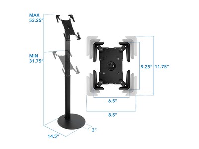 Mount-It! Universal Tablet Floor Stand (Universal Kiosk), Black (MI-3788B)