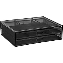Mount-It! Monitor Stand with 2 Drawers, Up to 32, Black (MI-7365)
