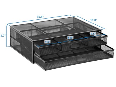 Mount-It! Monitor Stand with 2 Drawers, Up to 32", Black (MI-7365)