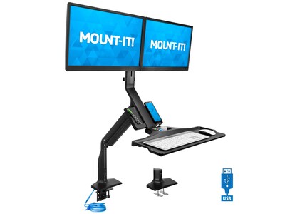 Mount-It! Adjustable Dual-Monitor Mount, Up to 27", Black (MI-7984)