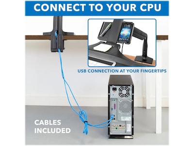 Mount-It! Adjustable Dual-Monitor Mount, Up to 27", Black (MI-7984)