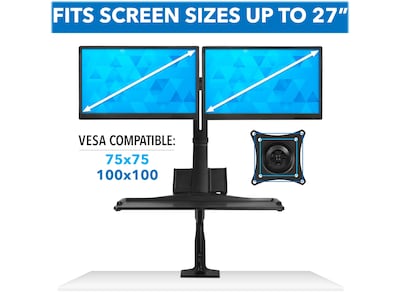 Mount-It! Adjustable Dual-Monitor Mount, Up to 27", Black (MI-7984)