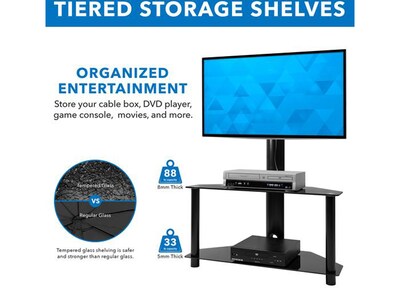 Mount-It! Steel Pedestal TV Stand, Screens up to 55", Black (MI-1860)