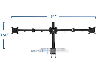 Mount-It! Adjustable Triple Monitor Mount, Up to 32", Black (MI-753XL)