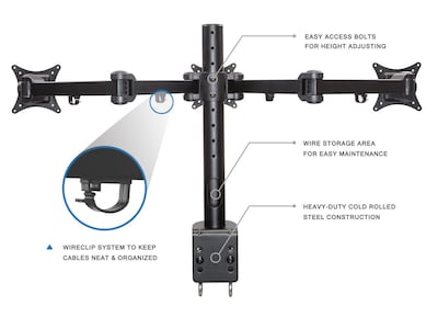 Mount-It! Adjustable Triple Monitor Mount, Up to 32", Black (MI-753XL)