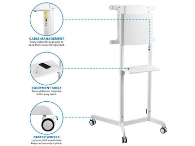 Mount-It! Steel Pedestal TV Stand, Screens up to 70", White (MI-8001)