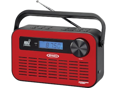 Jensen JEP-250 AM/FM Weather Alert Radio, Red/Black (JEP-250)