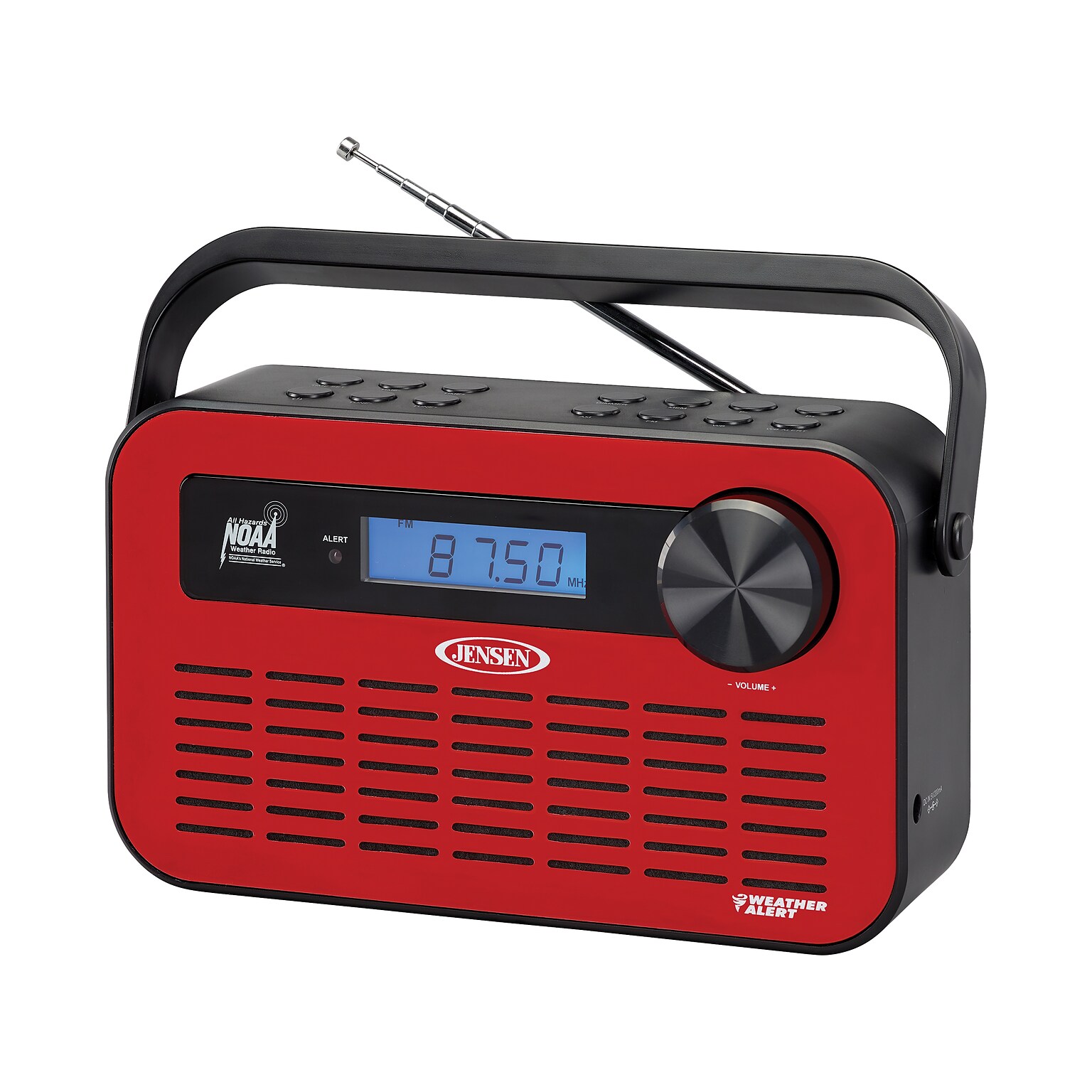Jensen JEP-250 AM/FM Weather Alert Radio, Red/Black (JEP-250)