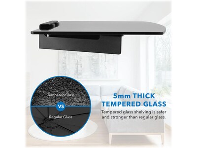 Mount-It! Glass/Steel A/V Component Wall-Mounted Shelf, Black (MI-895)