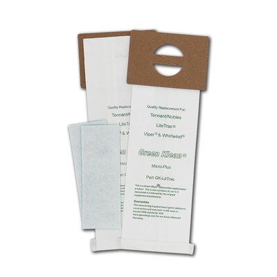 Green Klean® Replacement Vacuum Bags Fits Tennant/Nobles LiteTrac, 2200, Viper & Whirlwind,V-HDU-14,