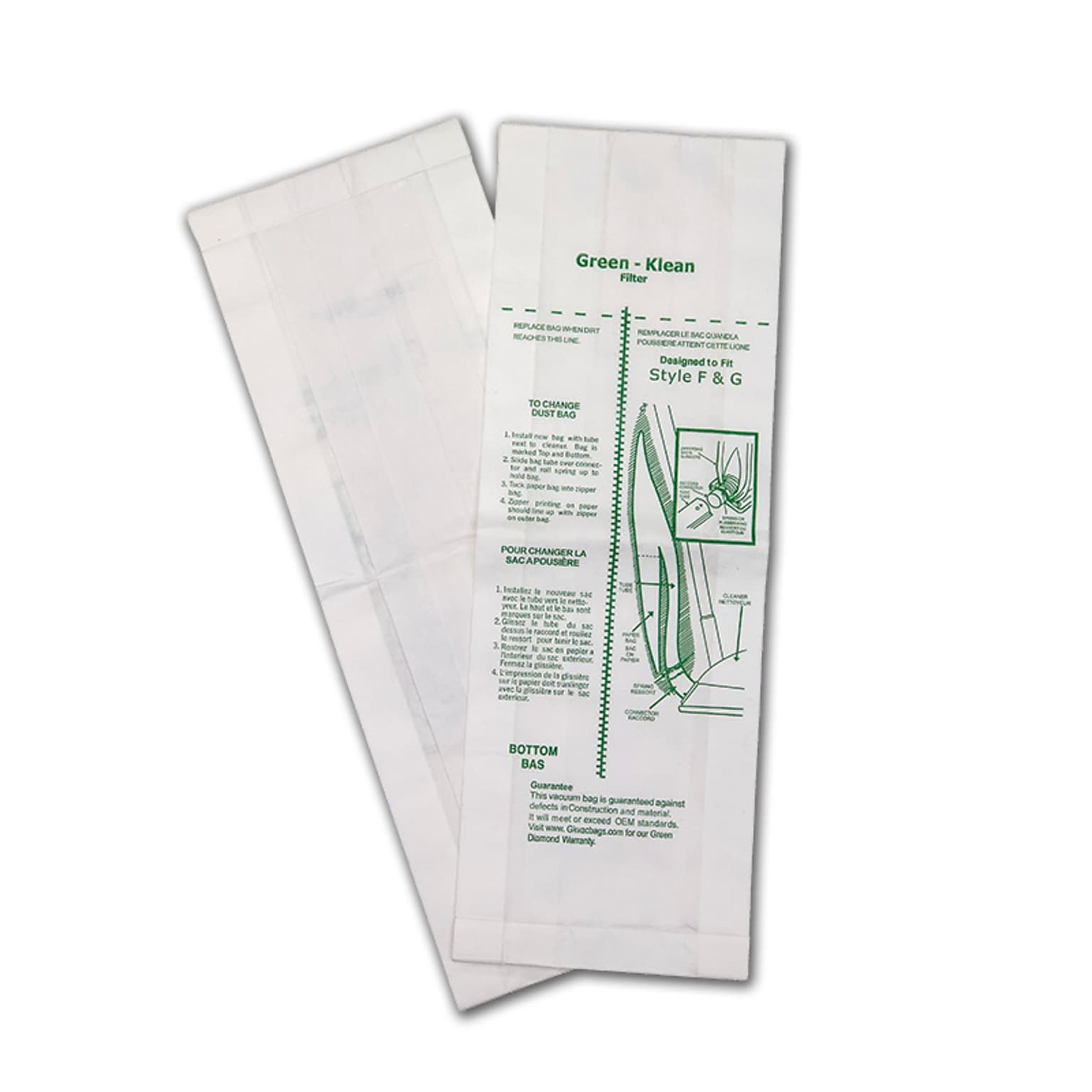 Green Klean® Repl Bags Fit Eureka 200, 600, 1400, 1900, 2000, 4000, 5000, Clarke Reliavac & others using type F&G bags, 3/pk