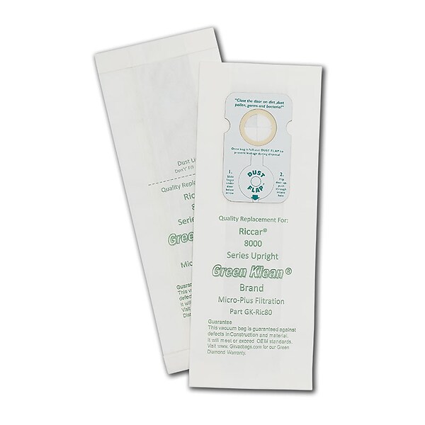 Green Klean® Replacement Vacuum Bags; Fits Riccar 8000 series & Simplicity 7000 Type B, 10/pk
