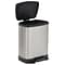 Honey-Can-Do Stainless Steel Rectangular Step Trash Cans with Lid, Silver/Black, 2.11 Gallon (TRS-06