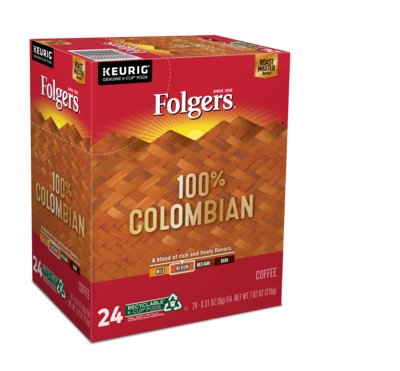 Folgers Colombian Coffee Keurig® K-Cup® Pods, Medium Roast, 24/Box (6659)