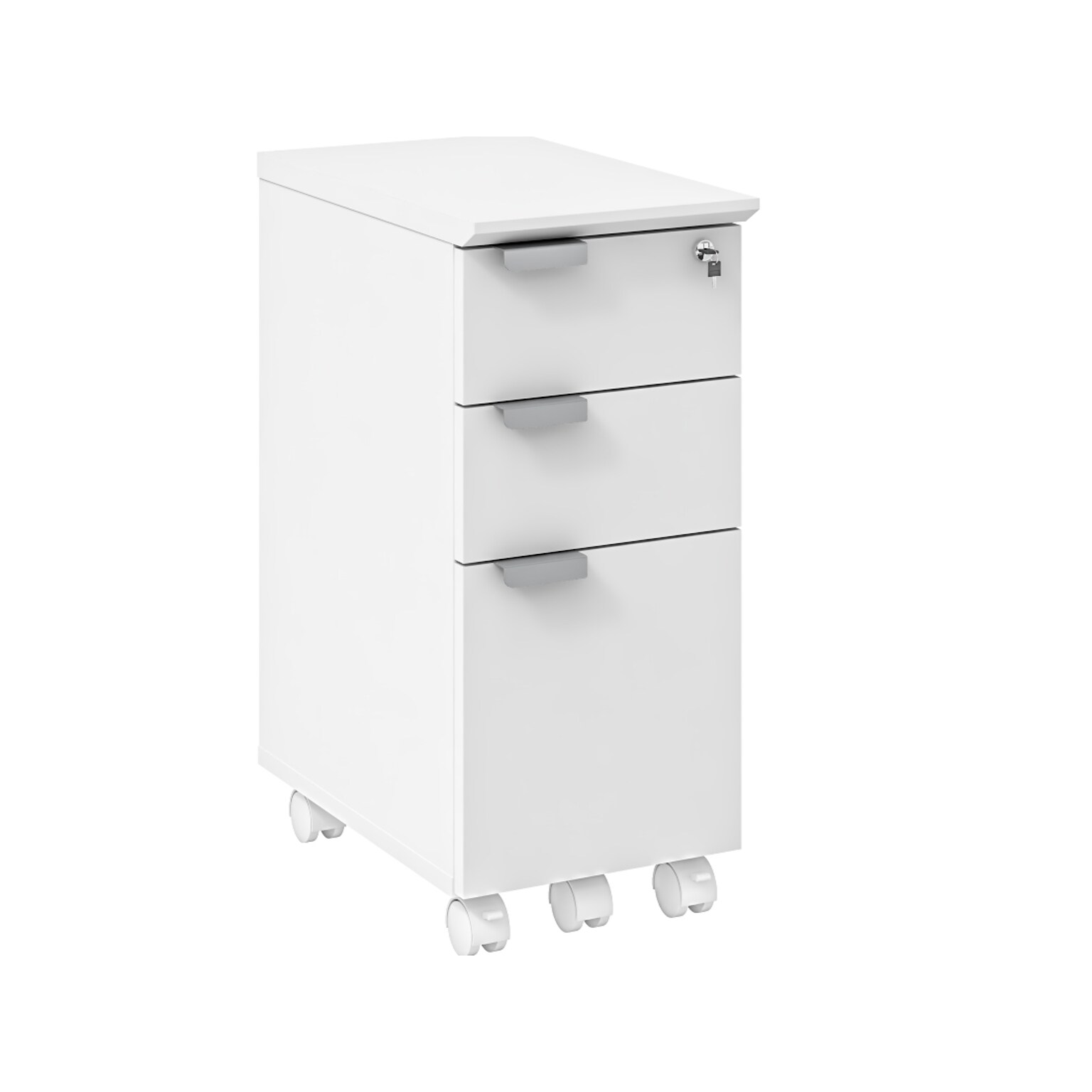 Safco Resi Ped 3-Drawer Mobile Vertical File Cabinet, Letter Size, Lockable, 26.54H x 11.57W x 19.02D, White (RESPEDWH)