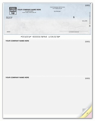 Custom Laser Top Checks, Unlined, 3 Sheets/Triplicate, 1 Color Printing, Prem Check Designs, 8-1/2" x 11", 500/Pk