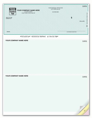 Custom High Security Laser Top Check, 3 Sheets/Triplicate, 1 Color Printing, 8-1/2" x 11", 500/Pk