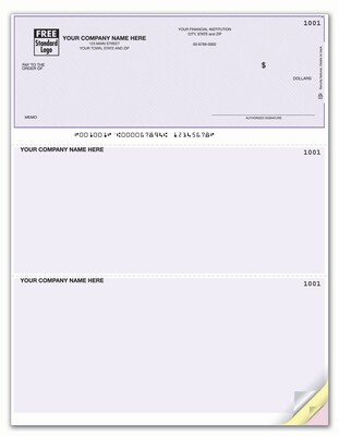 Custom High Security Laser Top Check, 3 Sheets/Triplicate, 1 Color Printing, 8-1/2" x 11", 500/Pk