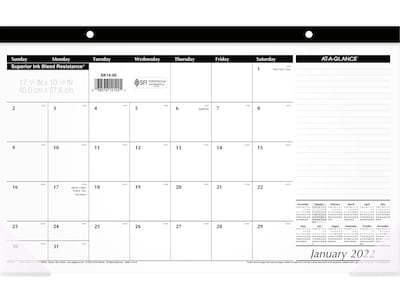 2022 AT-A-GLANCE 11 x 17.75 Monthly Desk Pad Calendar, Black (SK14-00-22)