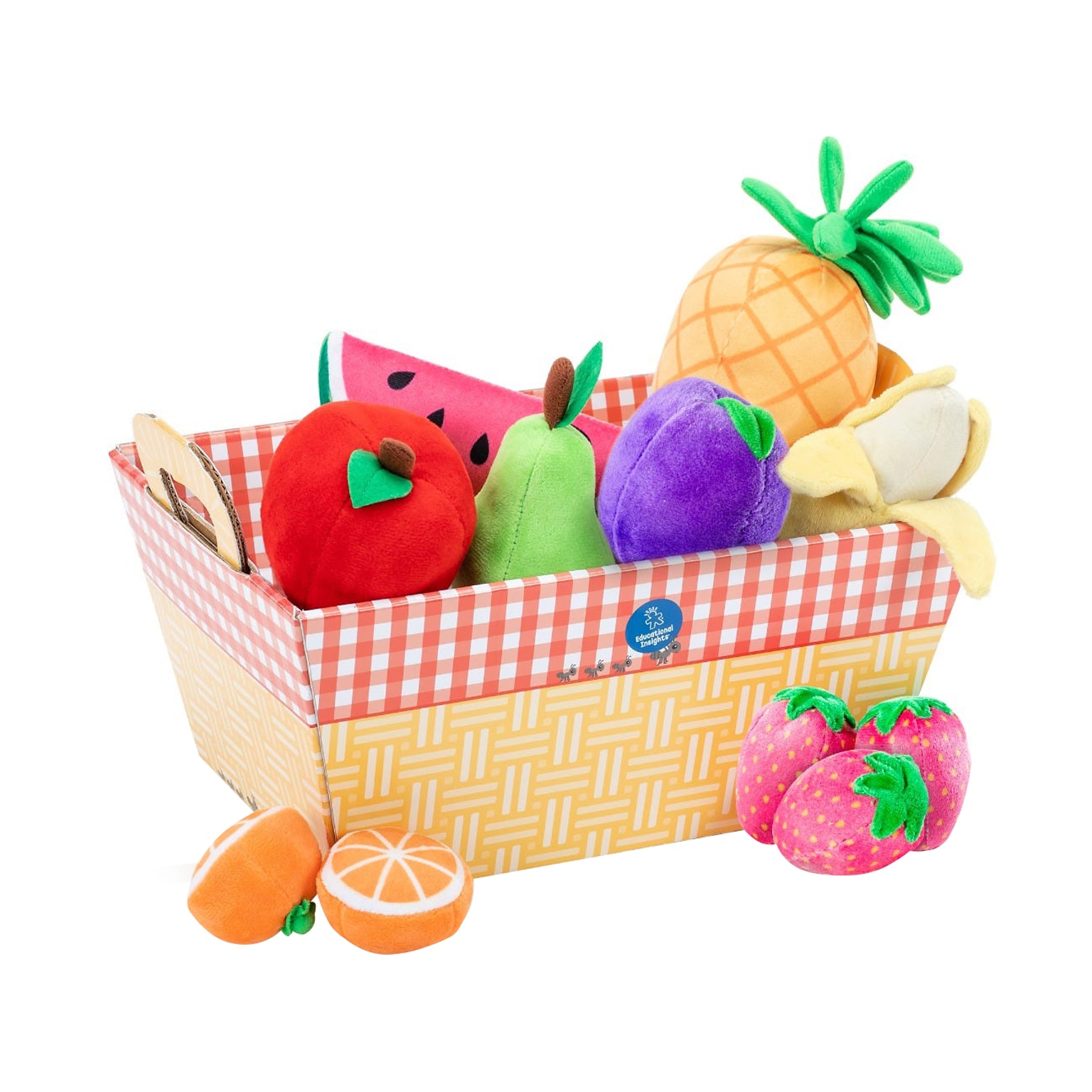 Educational Insights Plush Fruit Basket, 0.85 x 7.5 x 4.65, Multicolor (3685)