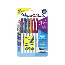 Paper Mate Flair Felt Pen, Bold Point, Assorted Ink, 6/Pack (2125411)