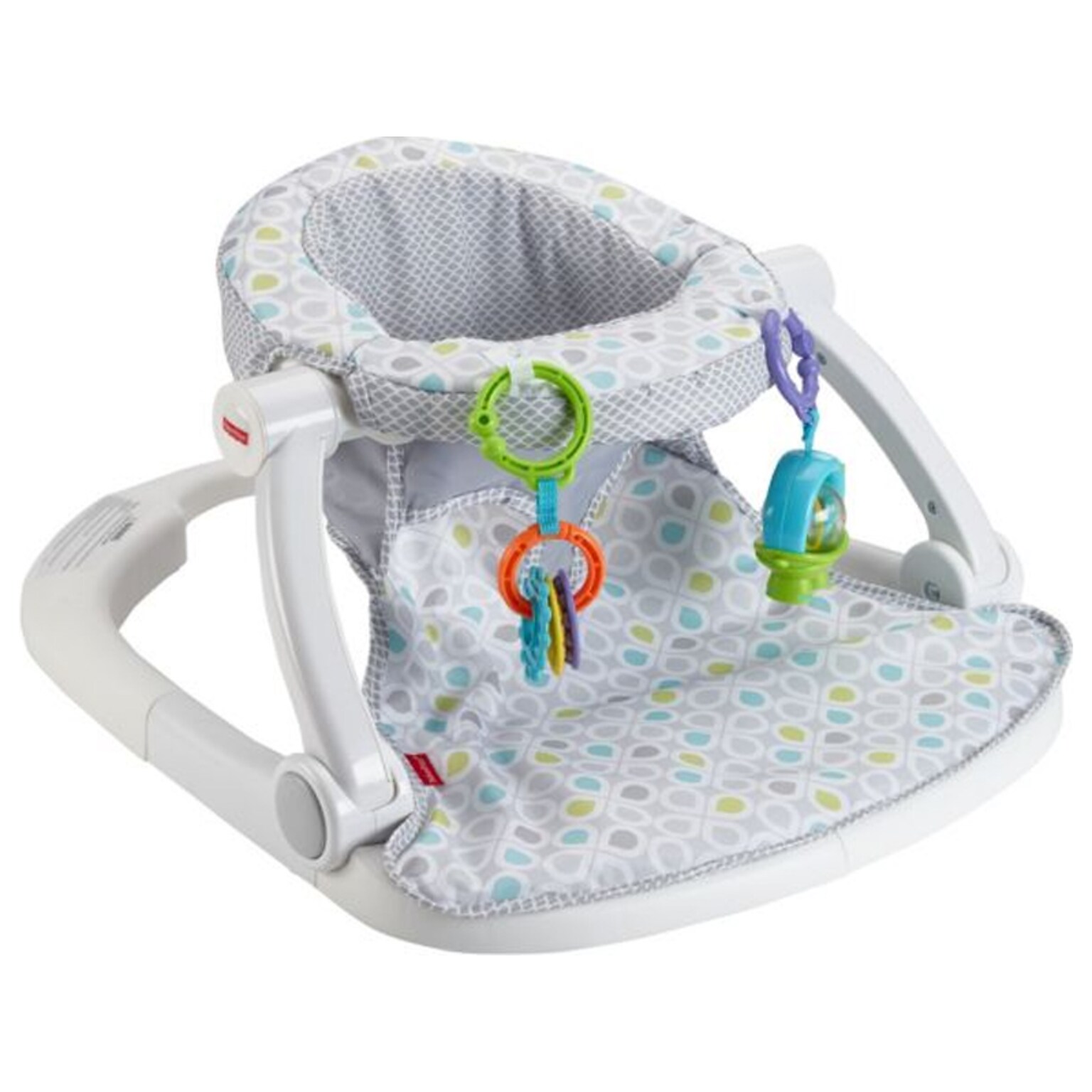 Fisher-Price Sit-Me-Up Fabric Kids Floor Seat, White/Gray/Blue/Green (GGD48)