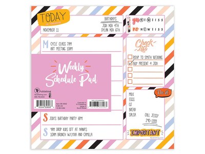 TF Publishing Super Stripe Memo Desk Pad, 7.75 x 7.75, Multicolor, 26 Sheets/Pad (99-5942)