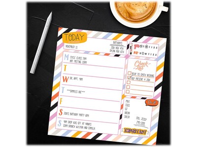 TF Publishing Super Stripe Memo Desk Pad, 7.75" x 7.75", Multicolor, 26 Sheets/Pad (99-5942)