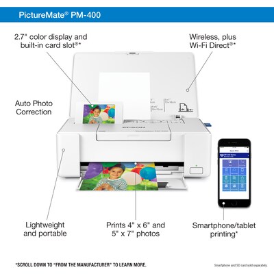 Epson PictureMate PM-400 Wireless Color Inkjet Printer (C11CE84201)