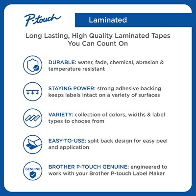 Brother P-touch TZe-231 Laminated Label Maker Tape, 1/2 x 26-2/10, Black on White, 8/Pack (TZe-231