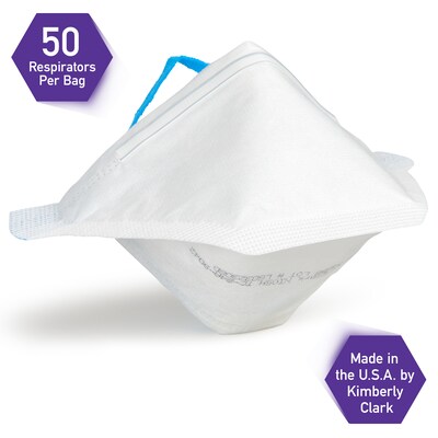Kimtech Disposable N95 Pouch Respirator, Regular Size, White, 300/Carton (53358)