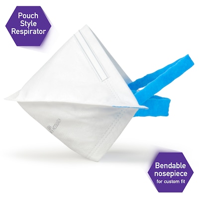 Kimtech Disposable N95 Pouch Respirator, Regular Size, White, 300/Carton (53358)